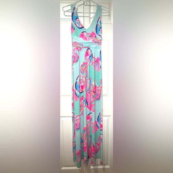 Lilly Pulitzer Sloane Maxi Dress Minty Fresh on the Rocks Sleeveless XS VGUC - Picture 7 of 14